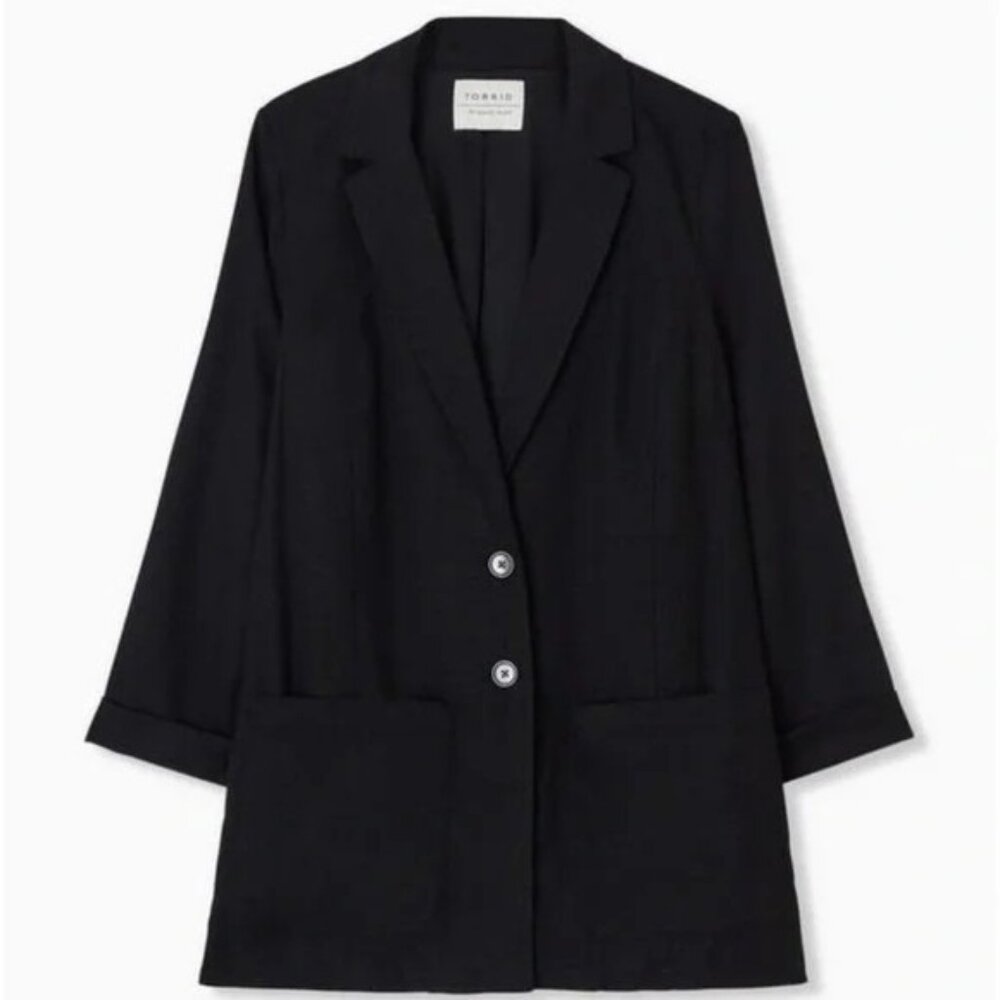 Torrid Linen Relaxed Fit Blazer Plus Size 2X NWT Lined Double‎ Button Front